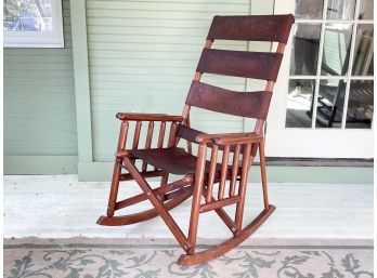 A Costa Rican Leather Rocking Chair