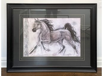A Large Equestrian Original Mixed Media Artwork, Signed Dupre