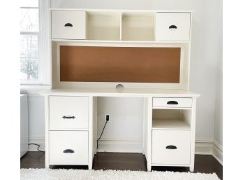 A White Painted Wood Desk And Hutch Top By Pottery Barn Teen
