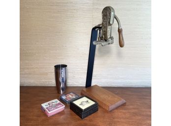 A Wine Opener And Coasters