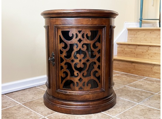 A Marble Top Occasional Table, With Scrollwork Detailed Door