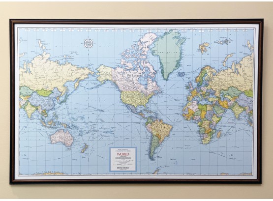 A Large Framed Map Of The World