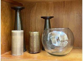 Modern Hammered Bronze Candle Holders And More