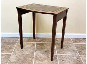 A Vintage Leather Top And Mahogany Side Table