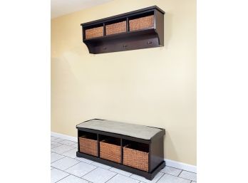 A Hall Bench And Hanging Rack Unit By Pottery Barn