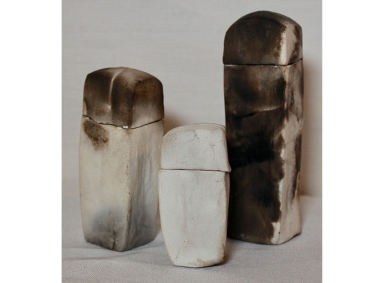 Three Modernist Pottery Lidded Vessels