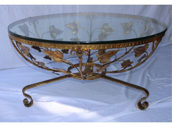 Hand Forged Gilt Iron Bowl Of Leaves Table By Arturo Pani