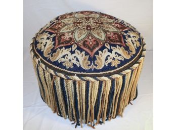 19th Century French Canvas Over Wood Tapestry Stool