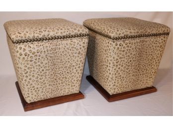 Pair Of Leopard Print Ottomans By Lee Industries