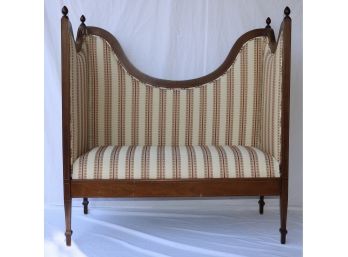 Antique Settee With Beacon Hill Stripe Fabric