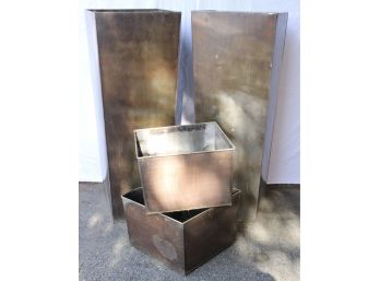 Lot Of Four Sheet Metal Outdoor Planters