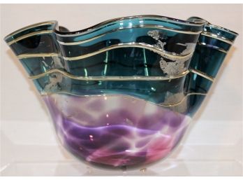 Scott & Laura Curry Art Glass Handkerchief Bowl
