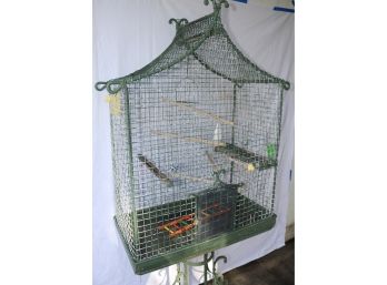 Vintage Metal Birdcage On Stand