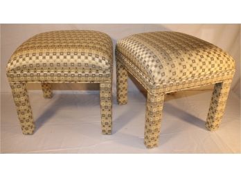 Pair Of Upholstered Parsons Style Stools