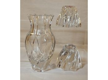 Baccarat Oreste Candleholders & Cut Glass Vase