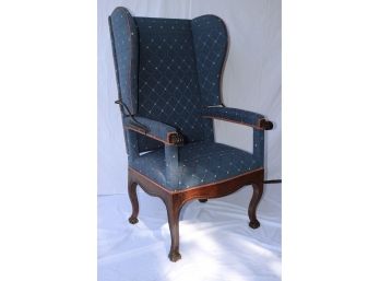 18th Century Antique Upholstered Reclining Wing Arm Chair