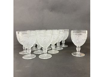Lot Of 12 Federal Glass Heritage Pattern Goblets