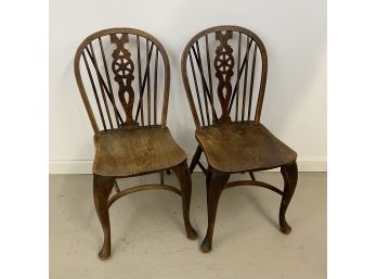 Pair Of Vintage Wooden Side Chairs With Nice Details