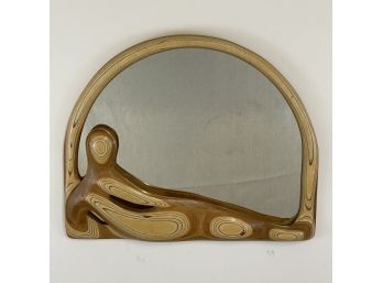 Vintage Sculpted Figural Wooden Mirror By Robert Hargrave