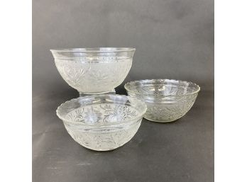 Lot Of 3 Serving Bowls Federal Heritage Pattern Glass