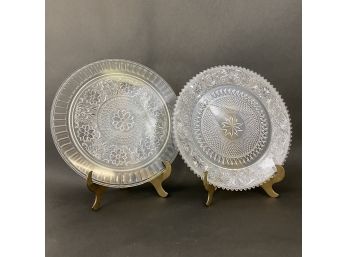 Pair Of Depression Glass Federal Heritage Cake Plates