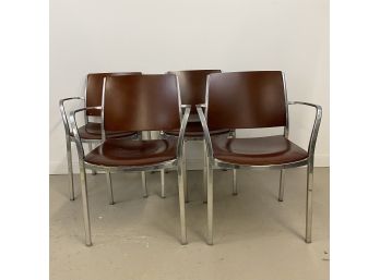 Lot Of 4 Vintage AKABA Metal And Wood Chairs