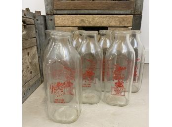 Lot Of Guilford Dairy Milk Bottles And Crates