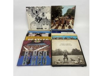 Lot Of 16 Beatles Records Abbey Road Sgt Pepper George Harrison Box Set White Album