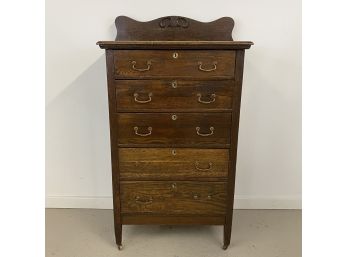 Antique Oak 5 Drawer Highboy Dresser