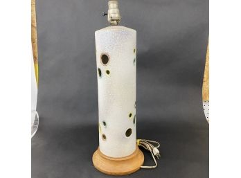 Vintage Art Pottery Column Lamp With Holes