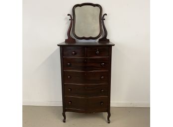 Antique Highboy Dresser With Mirror