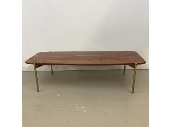 Modern Wood Topped Coffee Table With Metal Legs