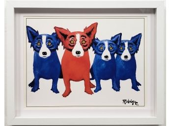 George Rodrigue - Red & Blue Dogs - Offset Litho