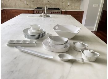 Assorted White Ceramic Servingware - Denmark, Mikasa, Corningware And More