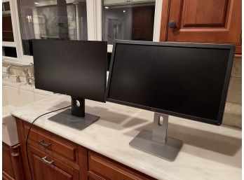 Two Dell Monitors W Height- Adjustable Stands