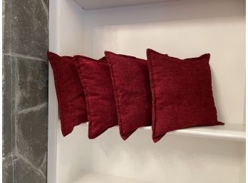 Set Of Four 18 X 18 Cherry Red Throw Pillows