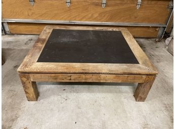 Large Solid Wood Coffee Table W Black Slate Top