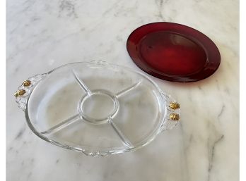 Two Glass Serving Platters