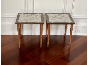Vintage Low Square Side Tables- A Pair