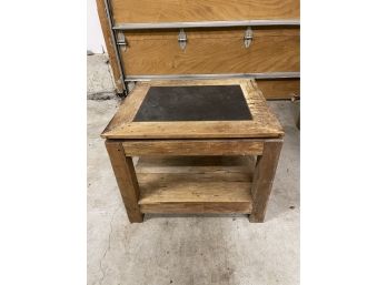 Solid Wood End Table W Black Slate Top