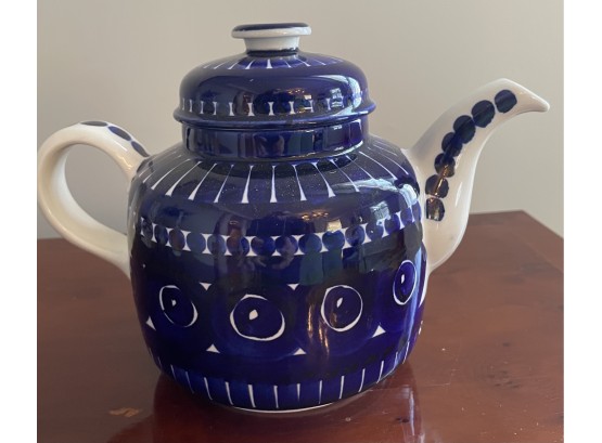 Arabia Finland Ulla Procope Valencia Blue Teapot ~ Signed ~