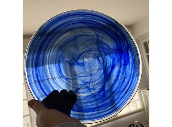 Blue Swirled Art Glass Plate Lot