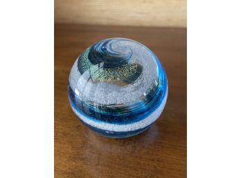 Gorgeous Vintage Blue Swirl Glass Paperweight