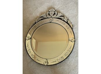 Gorgeous Antique Reverse Carved Round Mirror