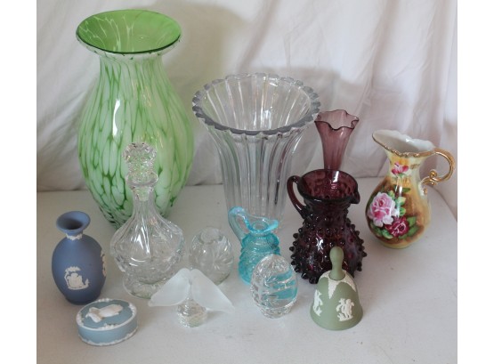 Lot Of Glass Crystal And More Wedgwood Jasperware