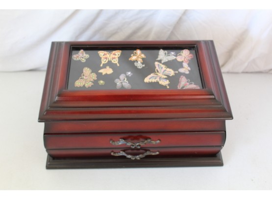 Awesome Jewelry Box With Butterfly Rhinestone Pins
