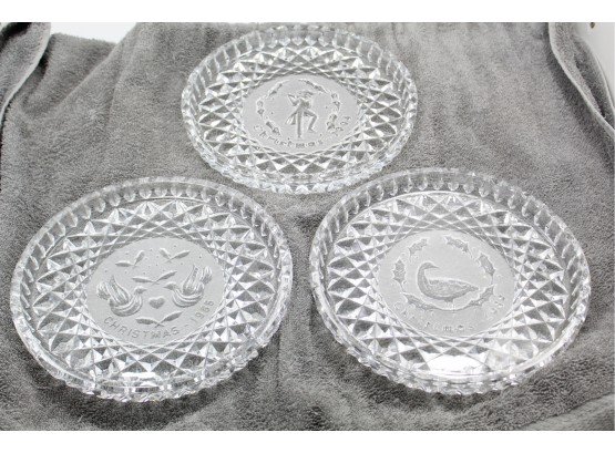 3 Waterford Crystal 12 Days Of Christmas Plates