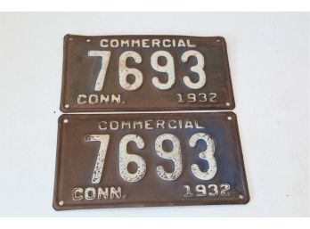Old 1932  License Plates Pair CT