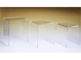 Lucite Waterfall Nesting Table Trio
