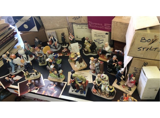 1960s-1990s Huge Lot Of Norman Rockwell Figurines Most In Original Boxes See Pics